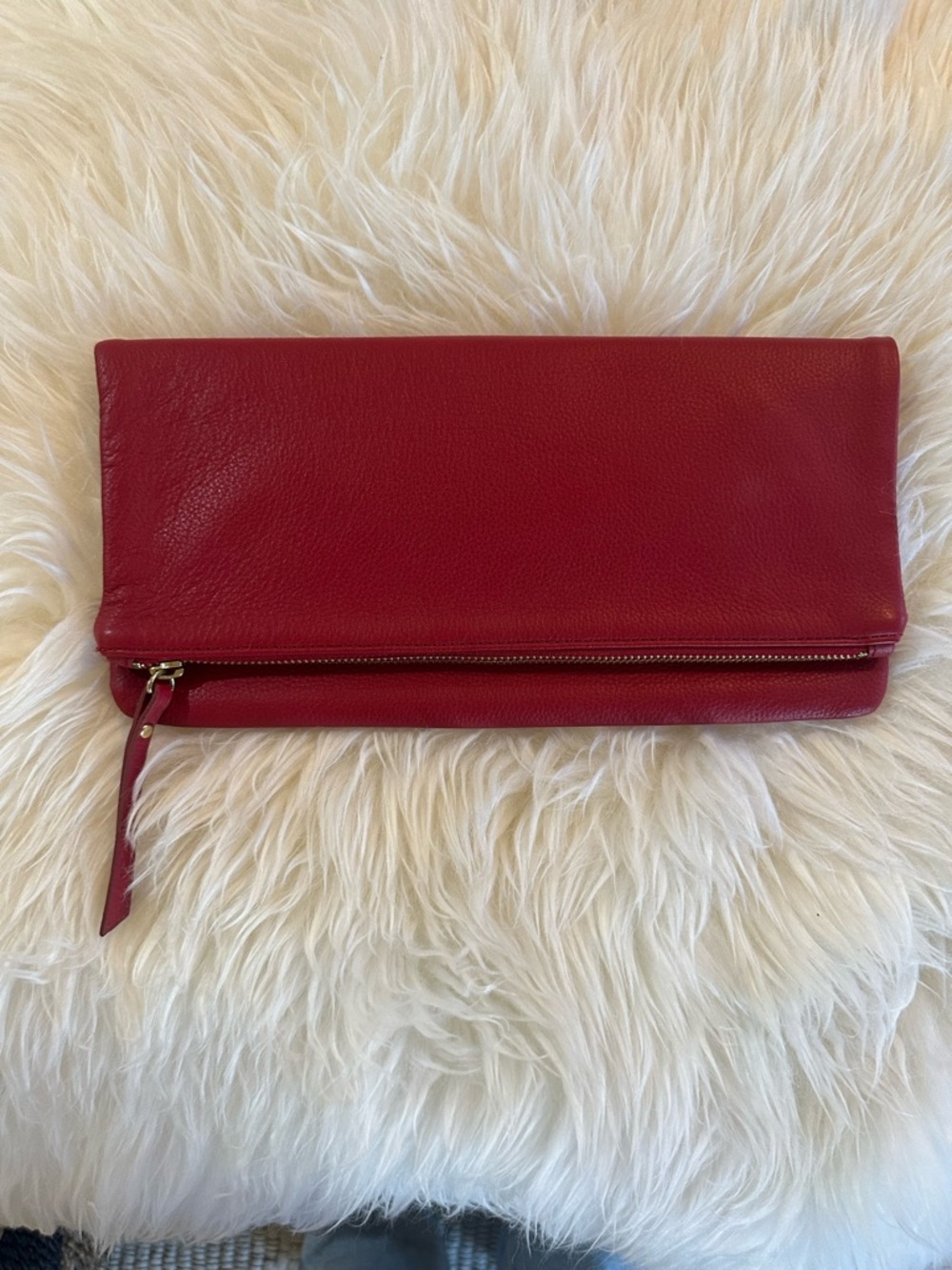 Banana Republic Red Fold-Over Leather Clutch